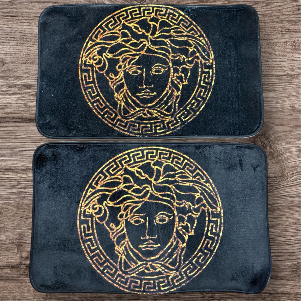 Versace Black and Gold Medusa Bath Mat